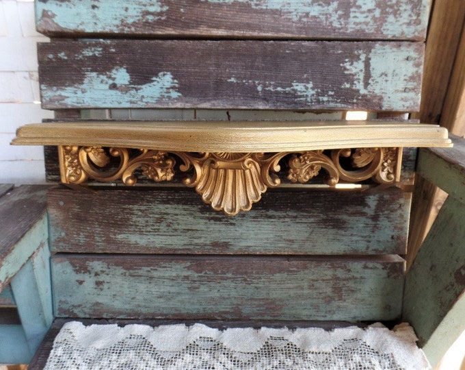 Vintage Gold Ornate Wall Shelf Hollywood Regency Etsy