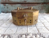 Vintage Brass Footed Cricket Box Trinket Box