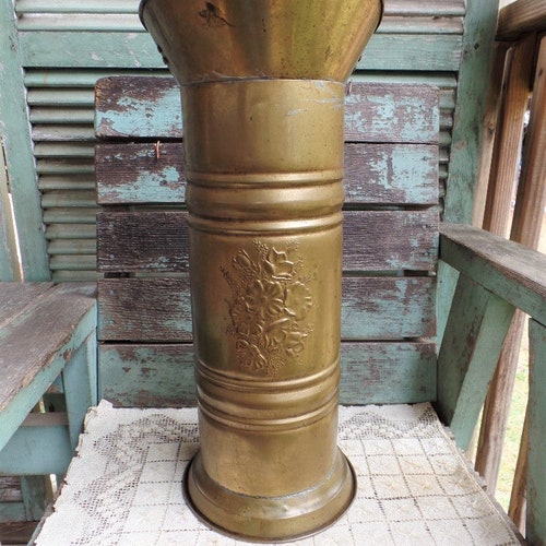 Vintage Brass Umbrella Stand With Handles Made shops in Holland Floral Design