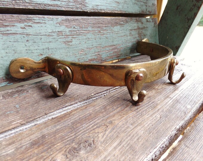 Vintage Solid Brass Pot Rack Half Circle Pot Holder Brass Wall Etsy