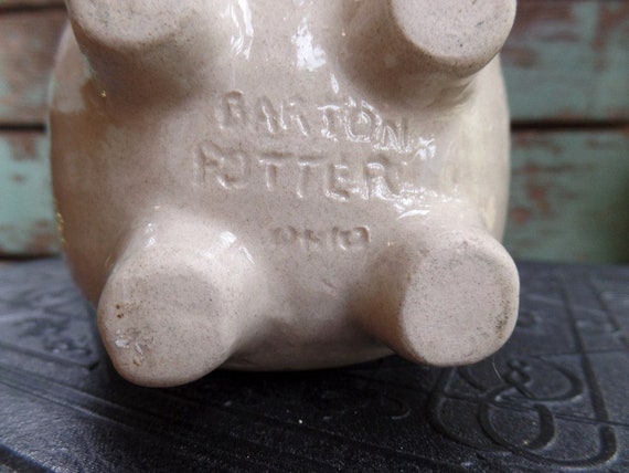 Barton Pottery Piggy Bank With Apple Cork Pig Stoneware Folk Art