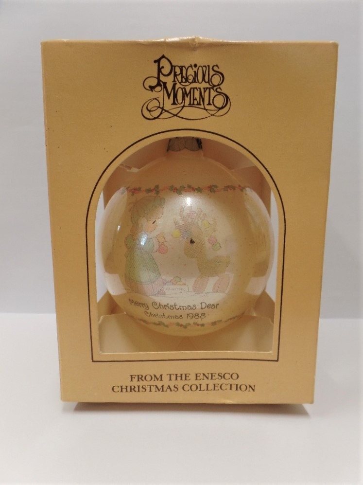 Enesco Precious Moments Merry Christmas Dear Glass Ball Christmas