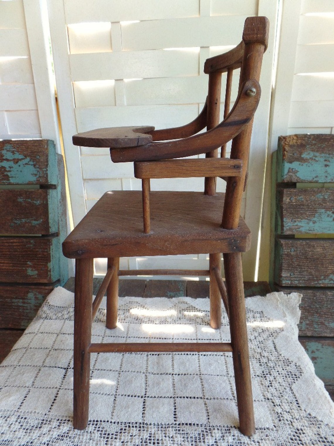 Vintage Wood Baby Doll High Chair Primitive French Country Etsy