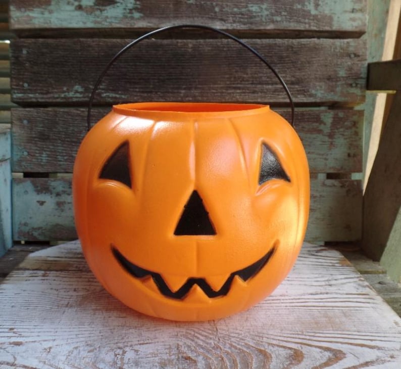 Vintage General Foam Plastics Halloween Candy Bucket Jack O Lantern ...