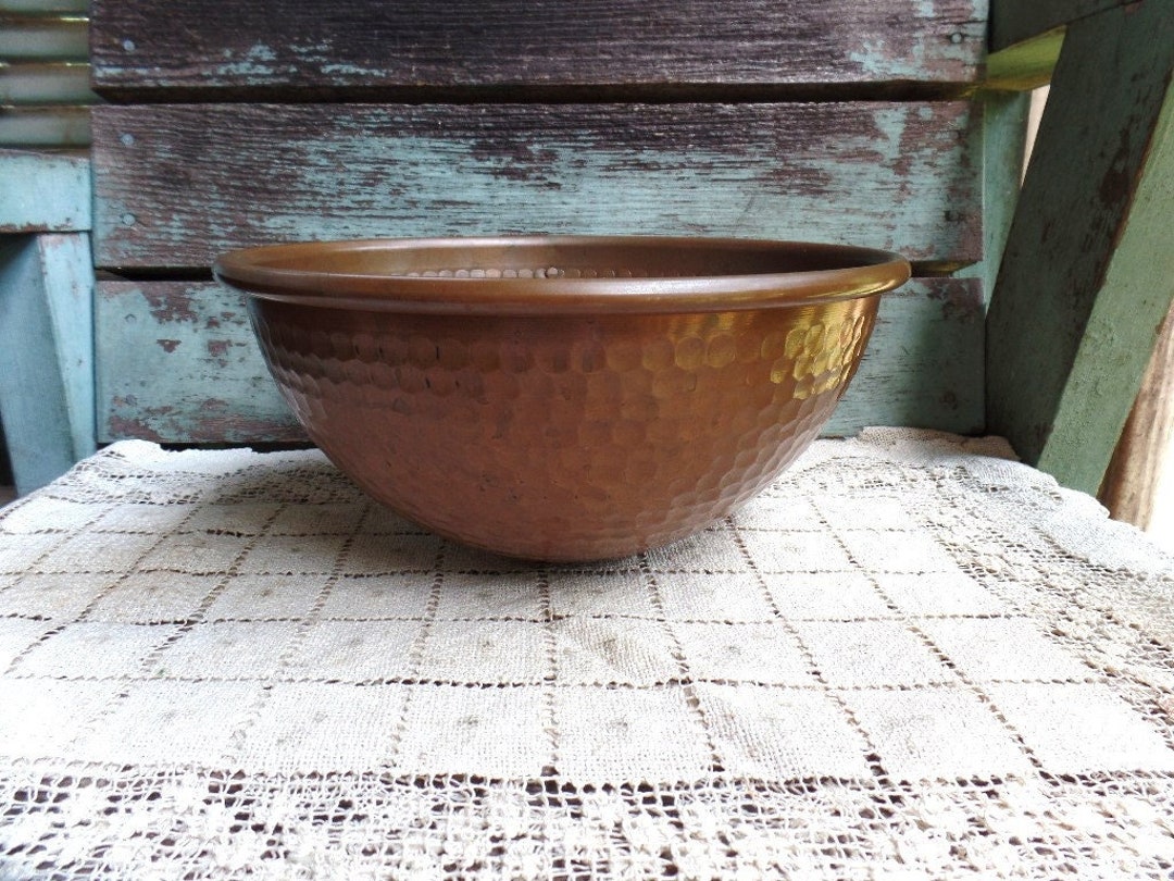 Vintage Copper Mixing Bowl With Brass Loop Handle Retro Wall Etsy