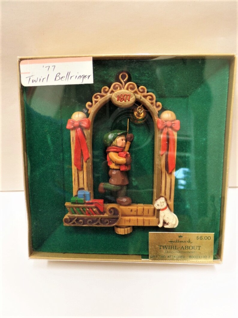 Hallmark Bellringer Twirl About Christmas Ornament 1977 NOS Wood Look ...