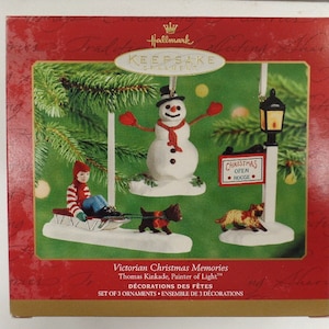 Hallmark Victorian Christmas Memories Set of 3 Christmas Ornaments NRFB Thomas Kinkade, Painter of Light