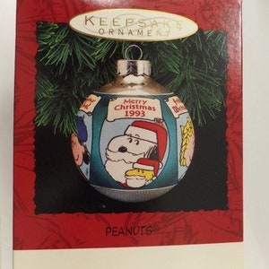 Hallmark Peanuts Glass Ball Ornament 1993 NRFB New Snoopy Woodstock