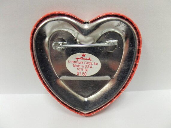 Vintage Hallmark Valentine Button 1980's NOS Hear… - image 2