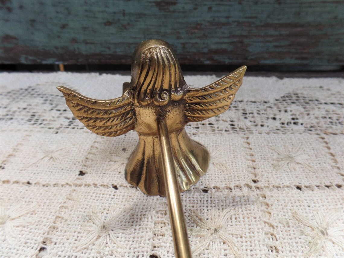 Vintage Solid Brass Angel Candle Snuffer Angel Wings Harp Etsy