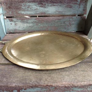 Vintage Brass Oval Tray Serving Tray Vanity Tray Double Handles
