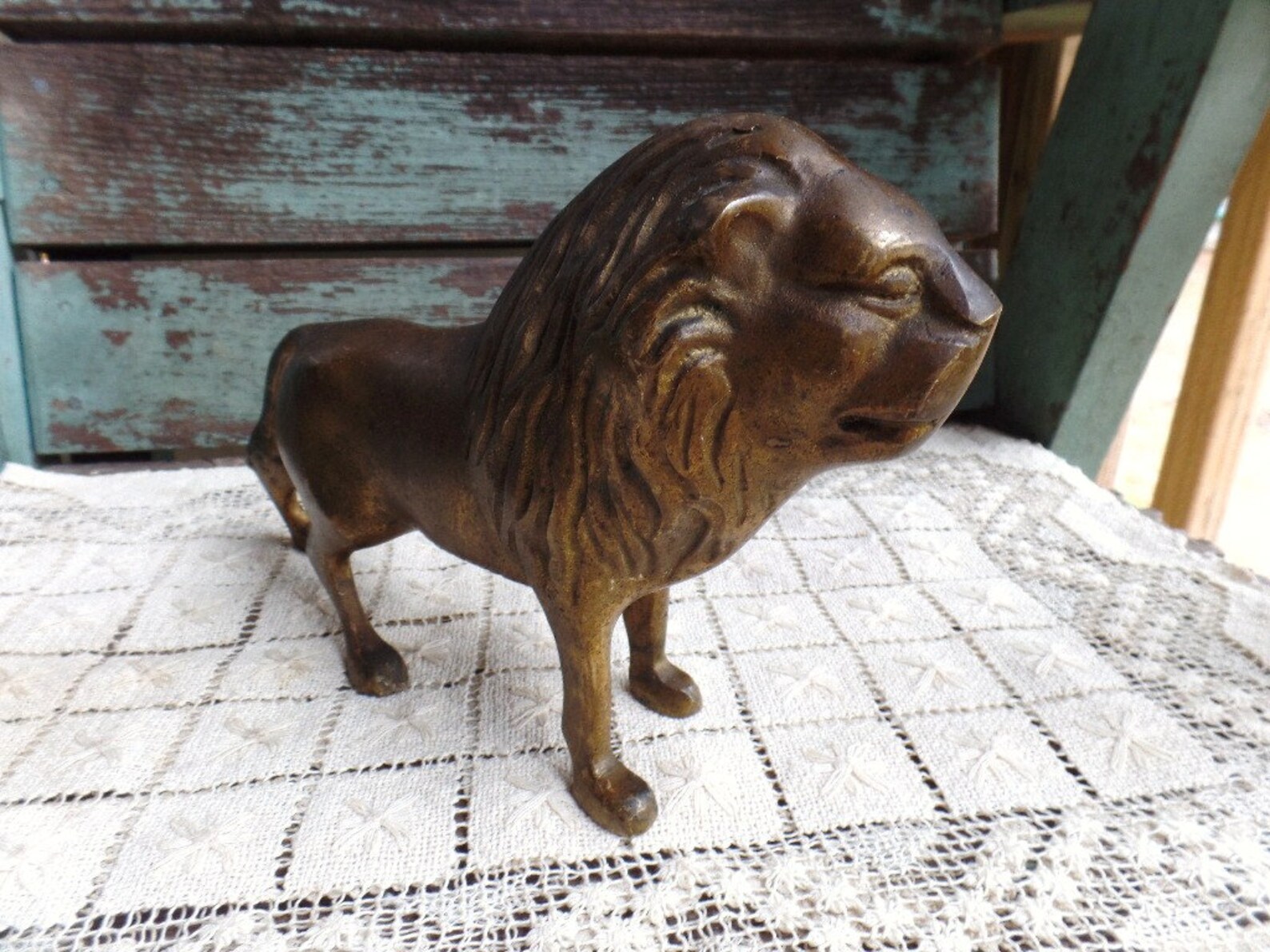 Vintage Brass Lion Figurine King of the Jungle Etsy