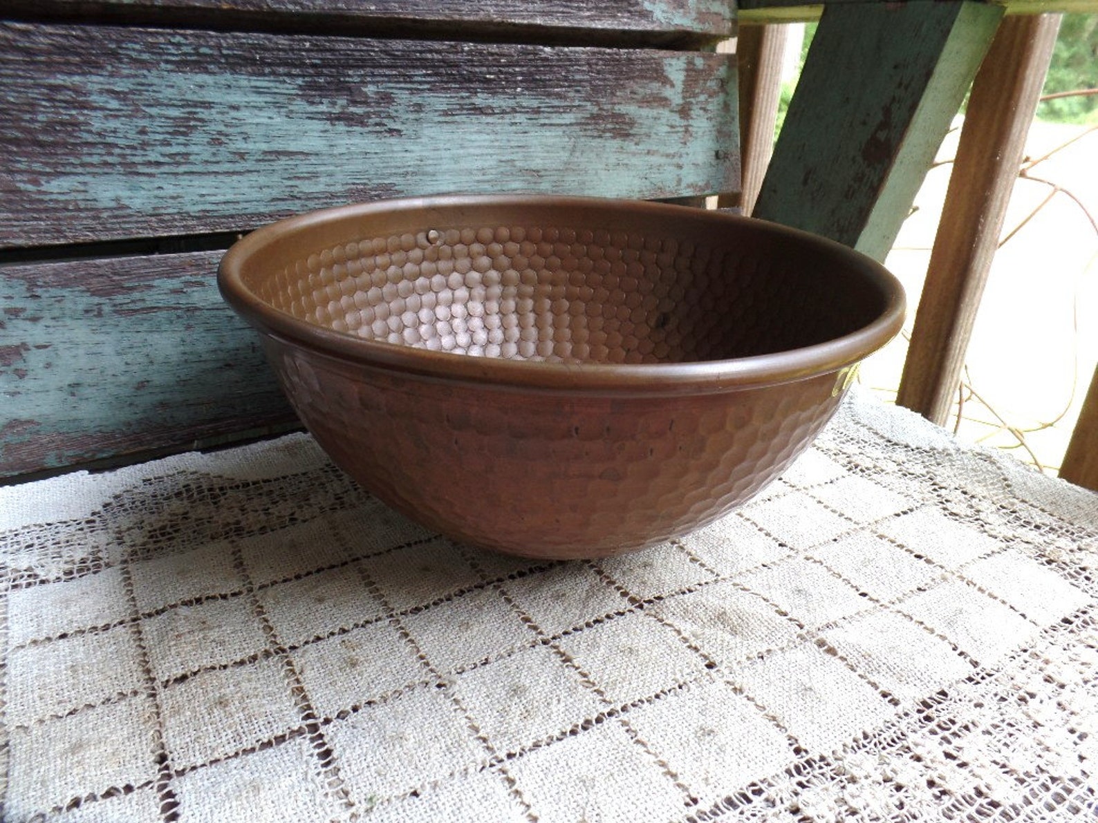 Vintage Copper Mixing Bowl With Brass Loop Handle Retro Wall Etsy