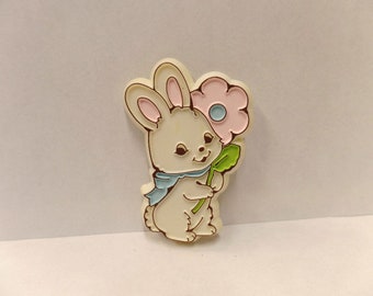 Vintage Hallmark Easter Lapel Pin 1979 NOS Bunny with Flower