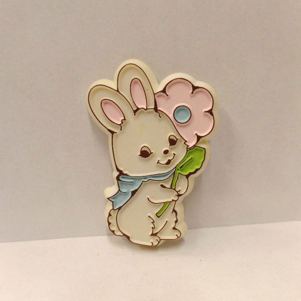 Vintage Hallmark Easter Lapel Pin 1979 NOS Bunny with Flower
