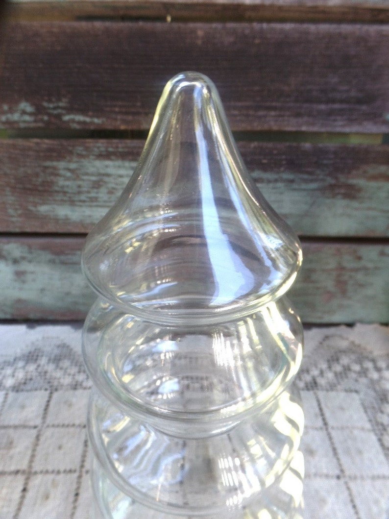 Vintage Clear Glass Christmas Tree Jar Apothecary Storage Etsy