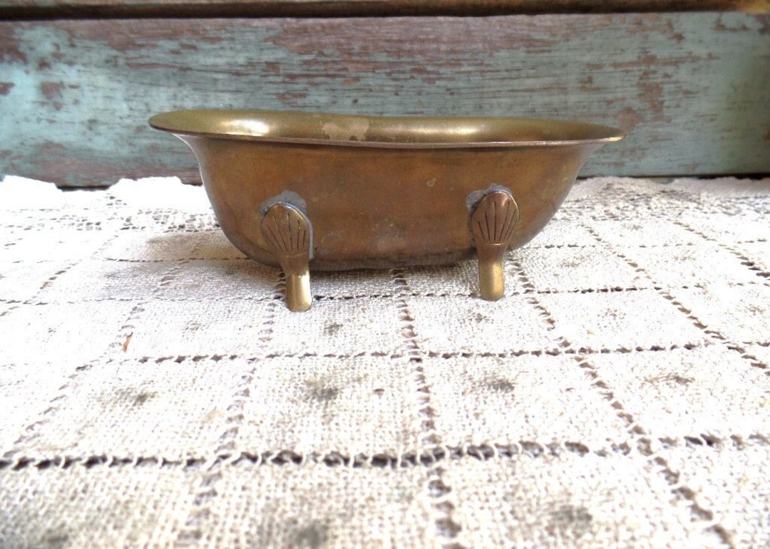 Vintage Brass Bathtub Soap Dish Brass Trinket Dish Brass Shell Etsy