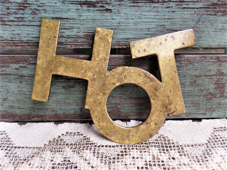 Vintage Brass HOT Trivet Etsy