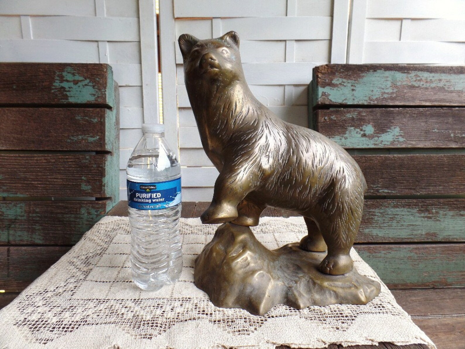 Vintage Extra Large Brass Bear Statue Etsy