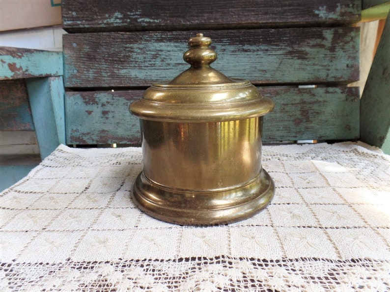 Vintage Solid Brass Lidded Jar Brass Container Urn Canister