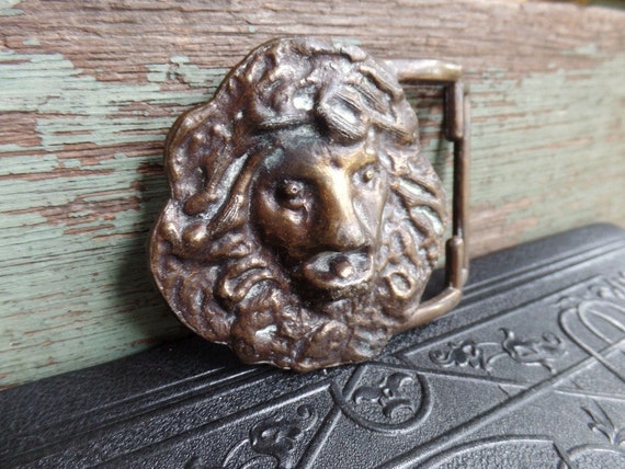 Vintage Kritlow C. York Solid Brass Leo Belt Buckle MB40  display picture 3