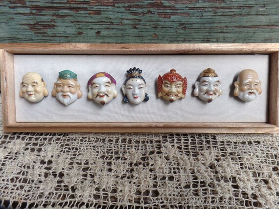 Vintage Toshikane Seven Gods of Good Fortune Hand Painted