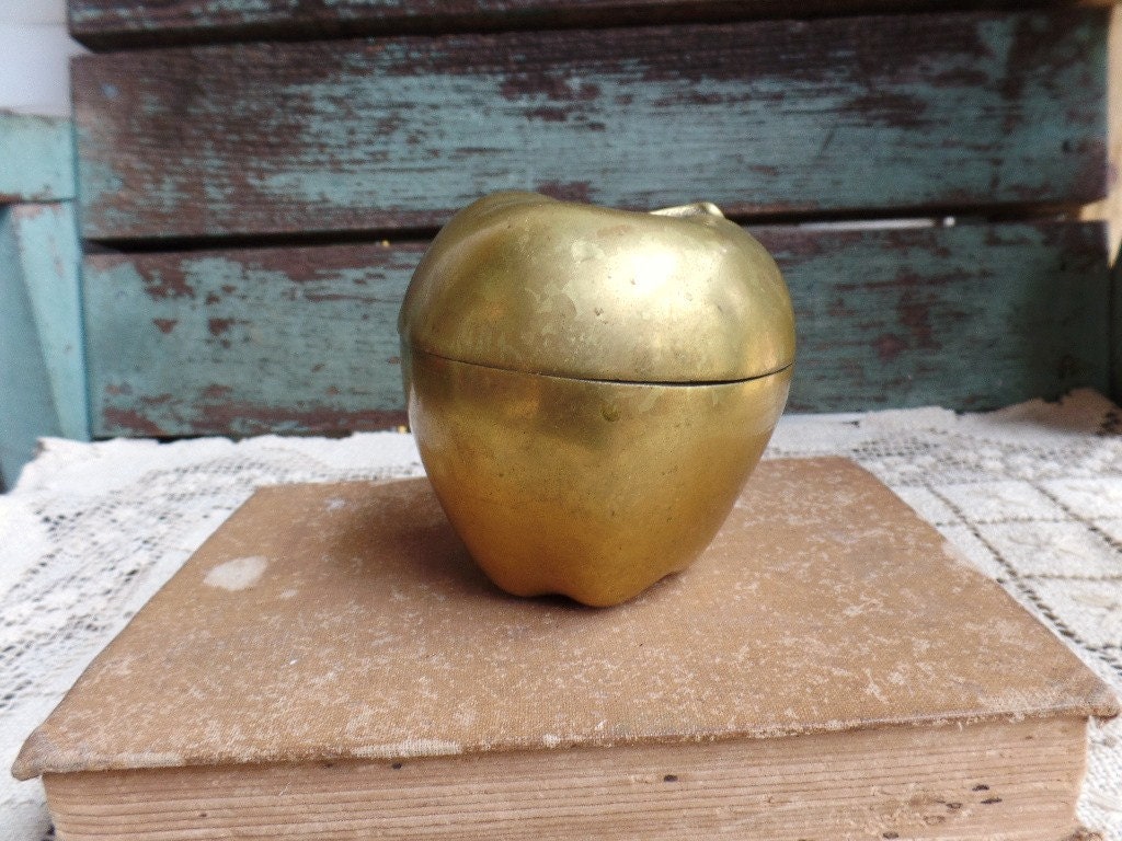Vintage Brass Apple Storage Container - Etsy
