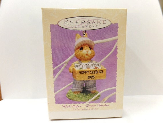 Hallmark High Hopes Easter Ornament 1995 NOS Tender Touches Bunny Gardener