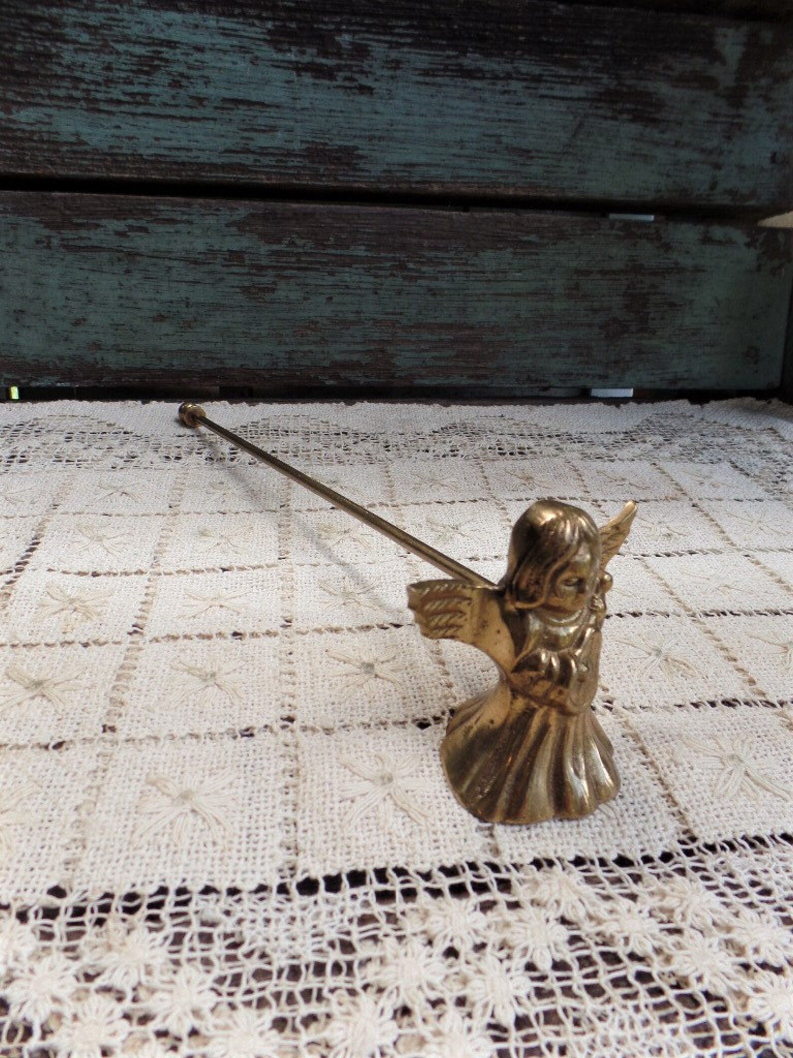 Vintage Solid Brass Angel Candle Snuffer Angel Wings Harp Etsy