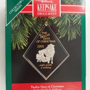 Hallmark Twelve Days of Christmas Eight Maids A-Milking Ornament 8th in the Series 1991