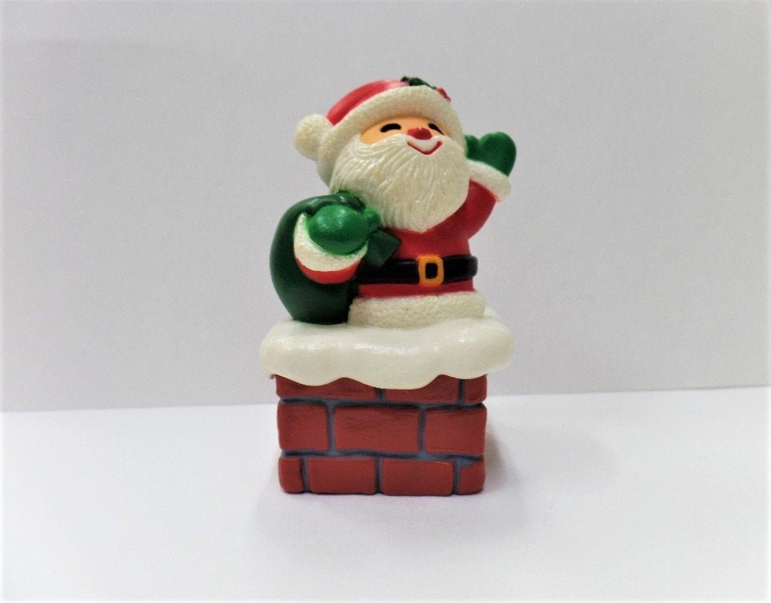 Vintage Hallmark Santa in Chimney Christmas Merry Miniature Container ...