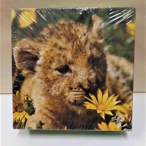 Vintage Hallmark Springbok Mini Jigsaw Puzzle 1977 NOS Lion Cub Flowers