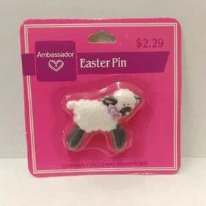 Vintage Hallmark Easter Lapel Pin 1985 NOS Sheep Ambassador