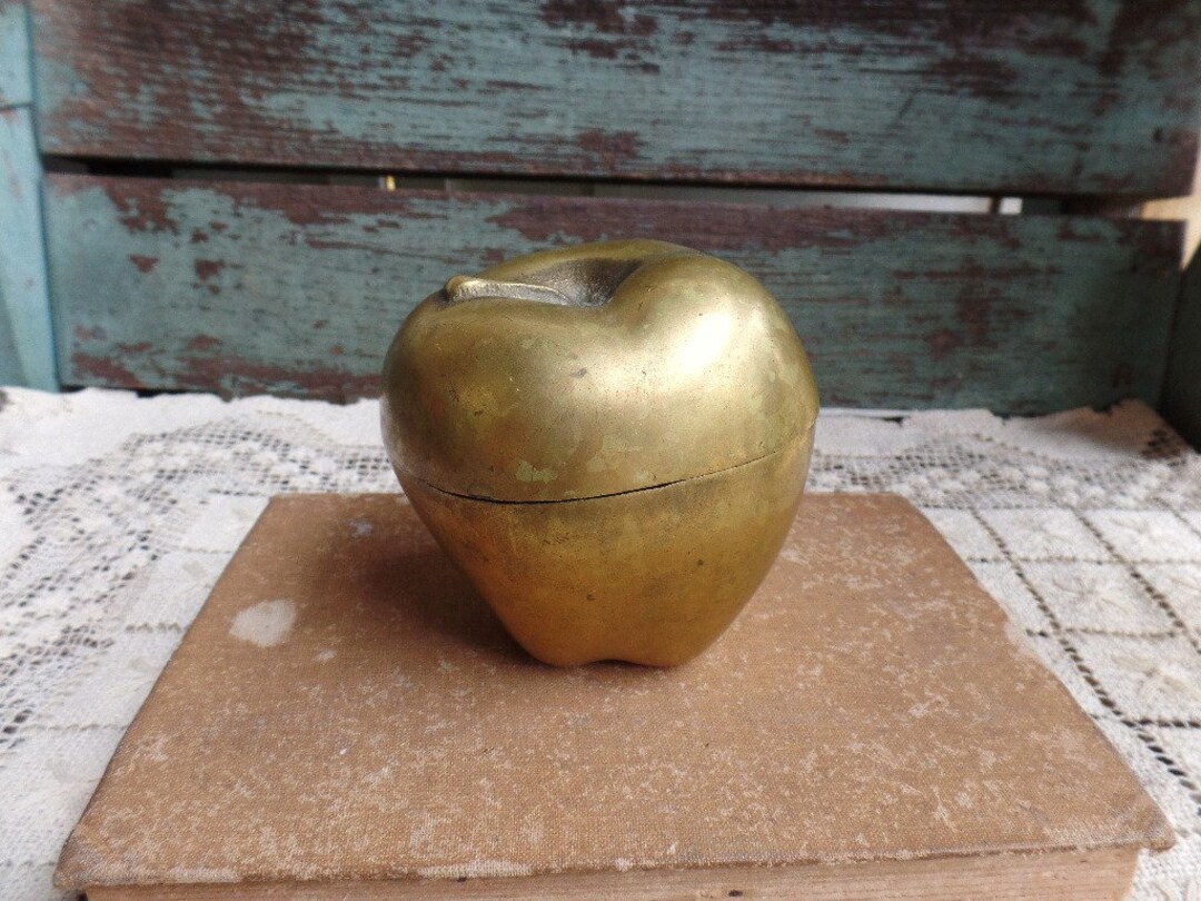 Vintage Brass Apple Storage Container - Etsy