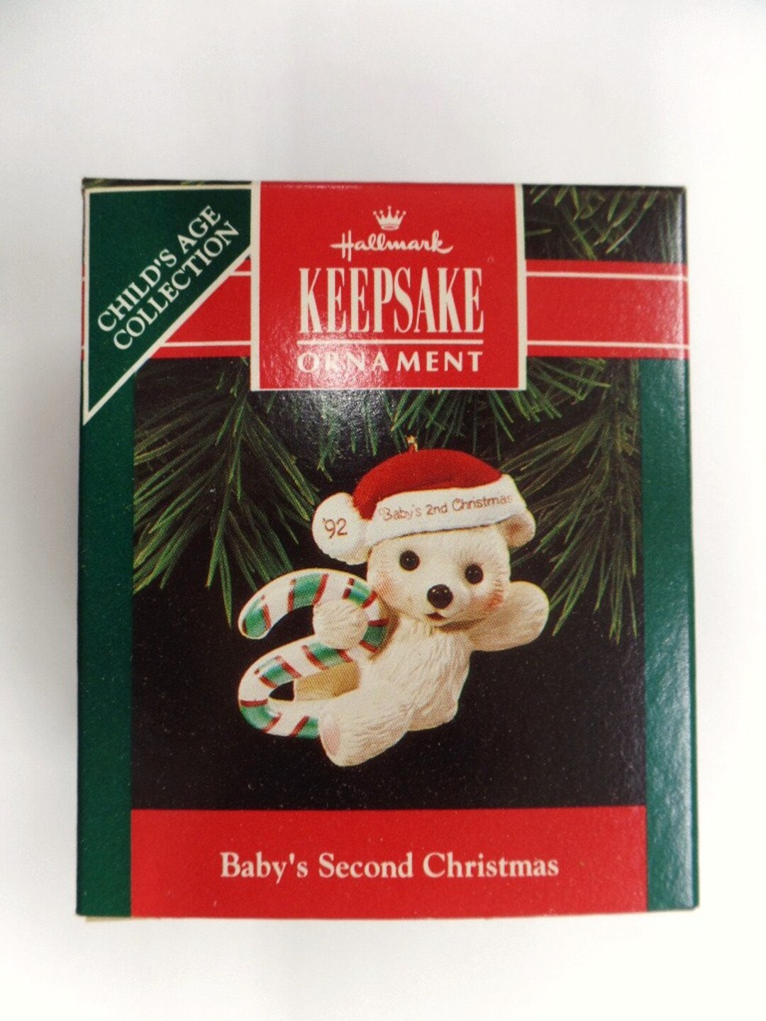 Hallmark Baby's Second Christmas, Christmas Ornament 1992 NRFB Teddy