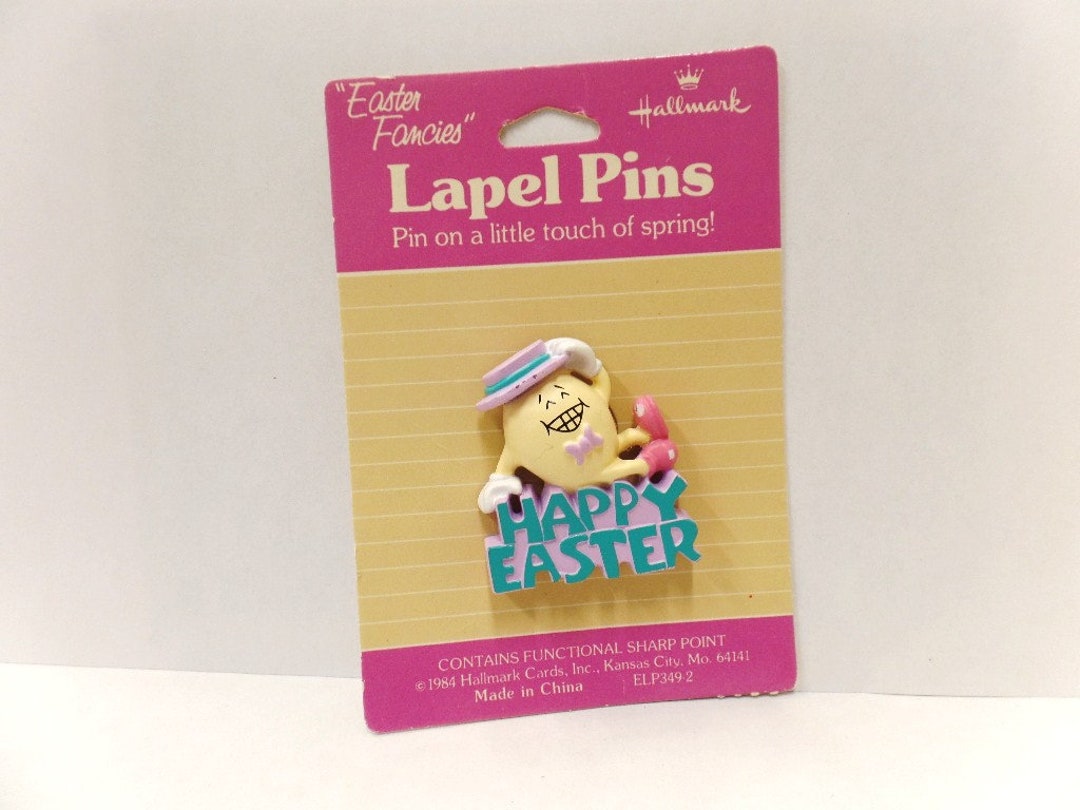 Vintage Hallmark Easter Lapel Pin 1984 NOS Egg With Hat Etsy