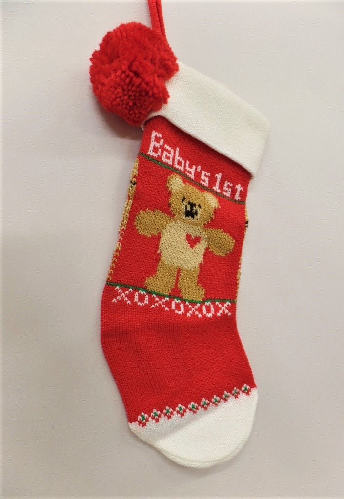 Vintage Ambassador Hallmark Knit Baby's First Christmas Stocking