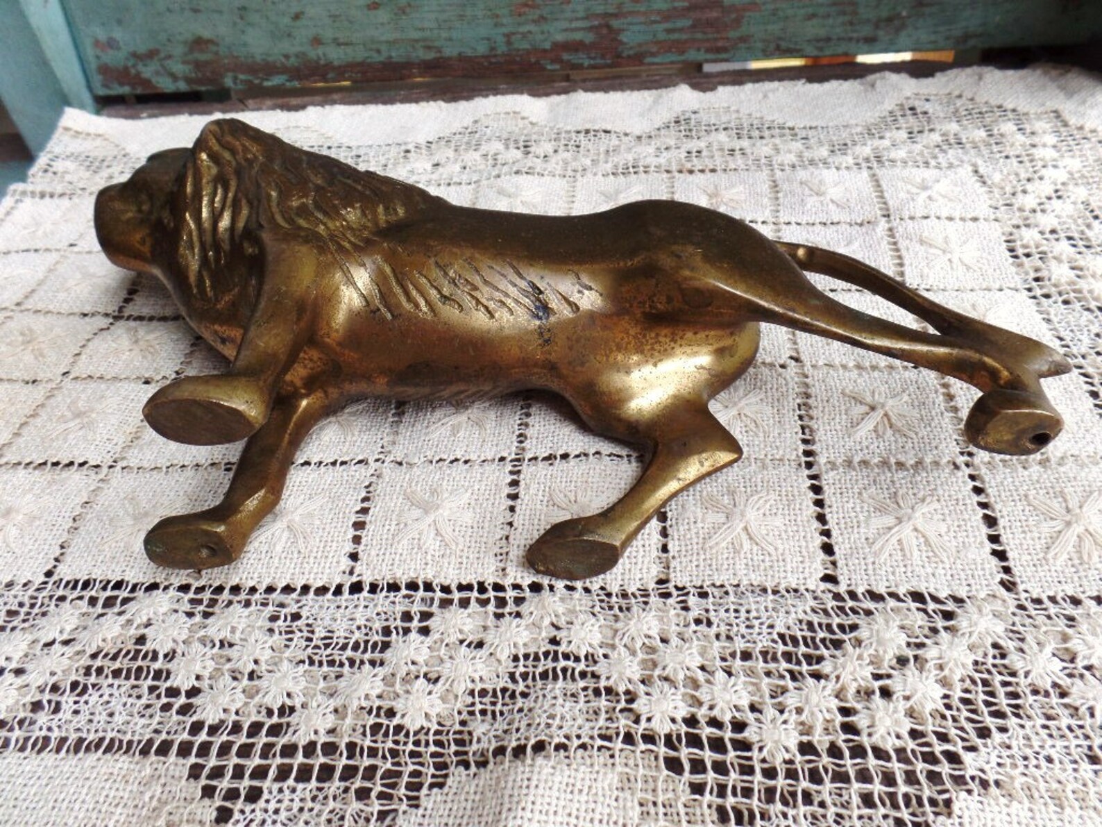 Vintage Brass Lion Figurine King of the Jungle Etsy