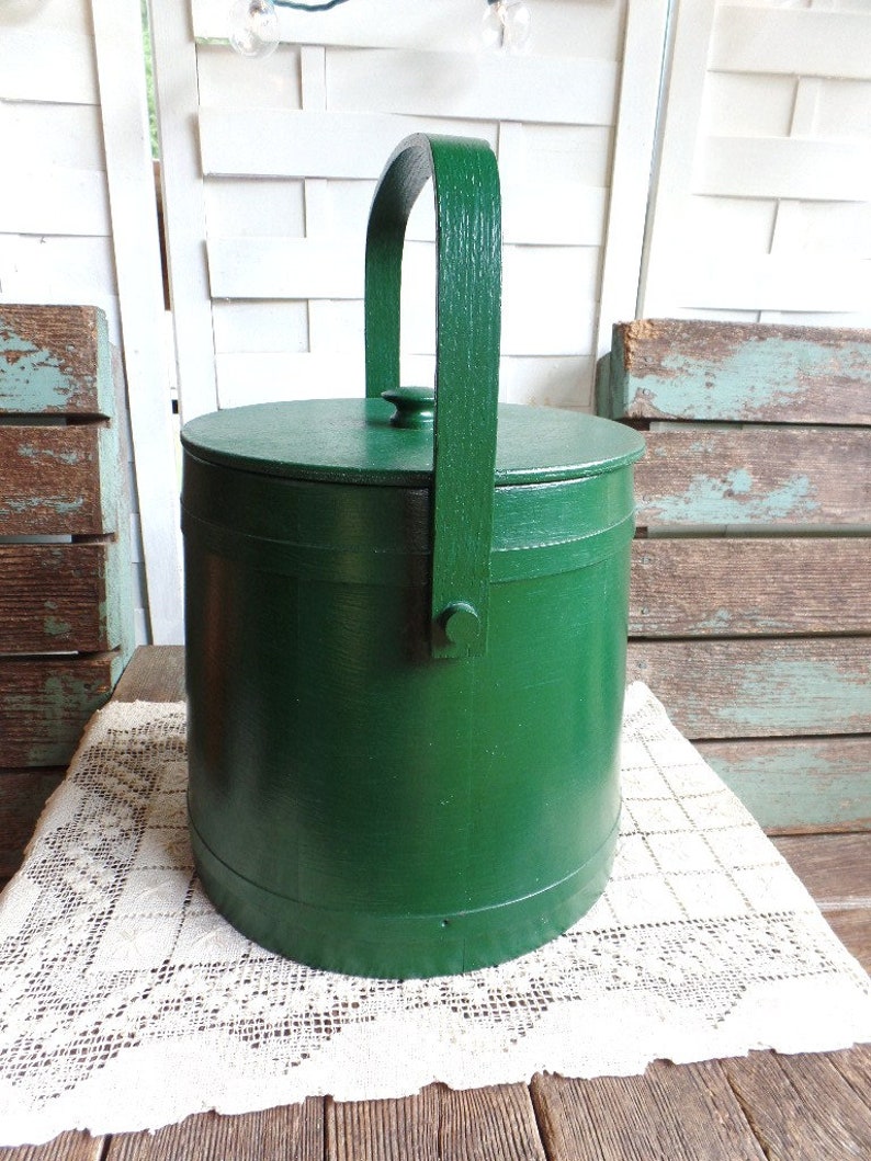 Antique Large Wood Bucket With Handle and Lid Firkin Sugar Etsy UK