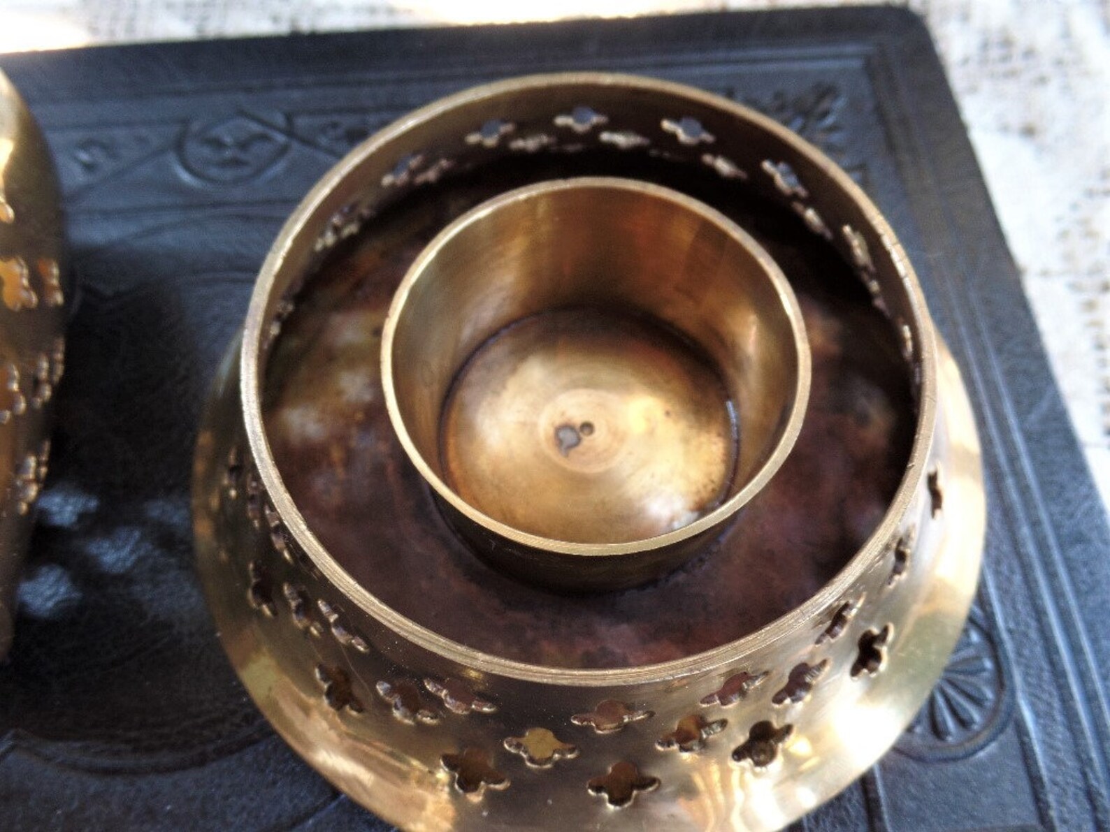 Vintage Brass Bell Shaped Candle Holder Pierced Brass Etsy