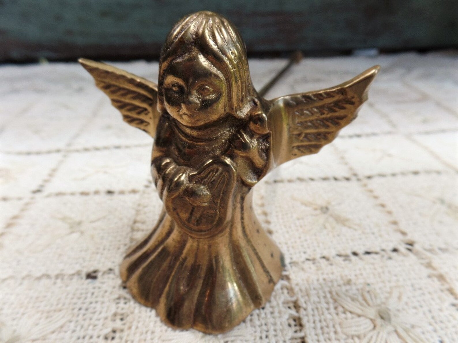 Vintage Solid Brass Angel Candle Snuffer Angel Wings Harp Etsy