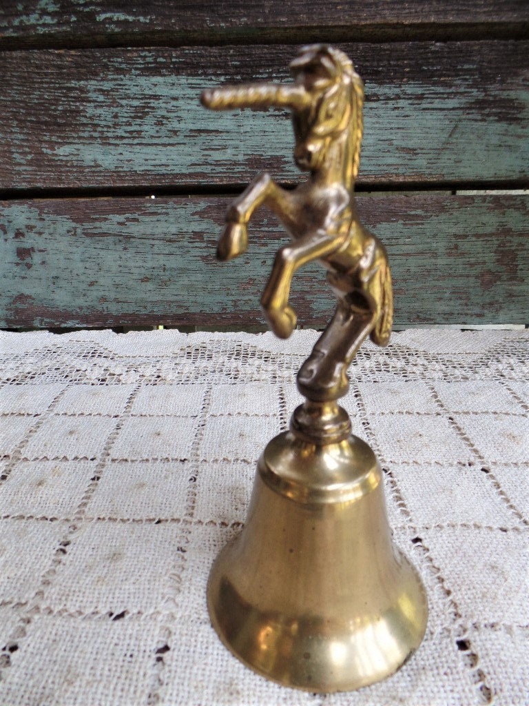 Vintage Solid Brass Bell With Unicorn - Etsy