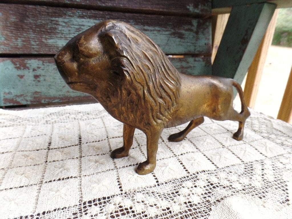 Vintage Brass Lion Figurine King of the Jungle - Etsy