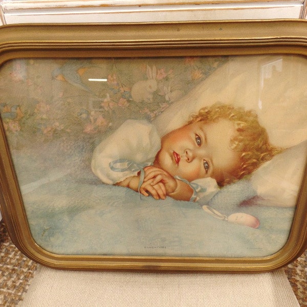 Vintage Annie Benson Muller Wall Picture Heaven's Gift Turner Wall Hanging Baby Girl