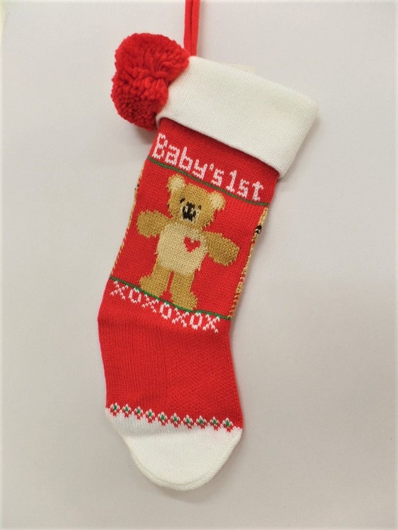 Vintage Ambassador Hallmark Knit Baby's First Christmas Stocking