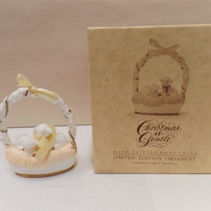 Hallmark Christmas is Gentle Christmas Ornament 1987 NOS Hand Painted Bone China Lamb