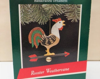 Hallmark Rooster Weathervane Christmas Ornament 1989 NOS Rooster Crowing Arrow