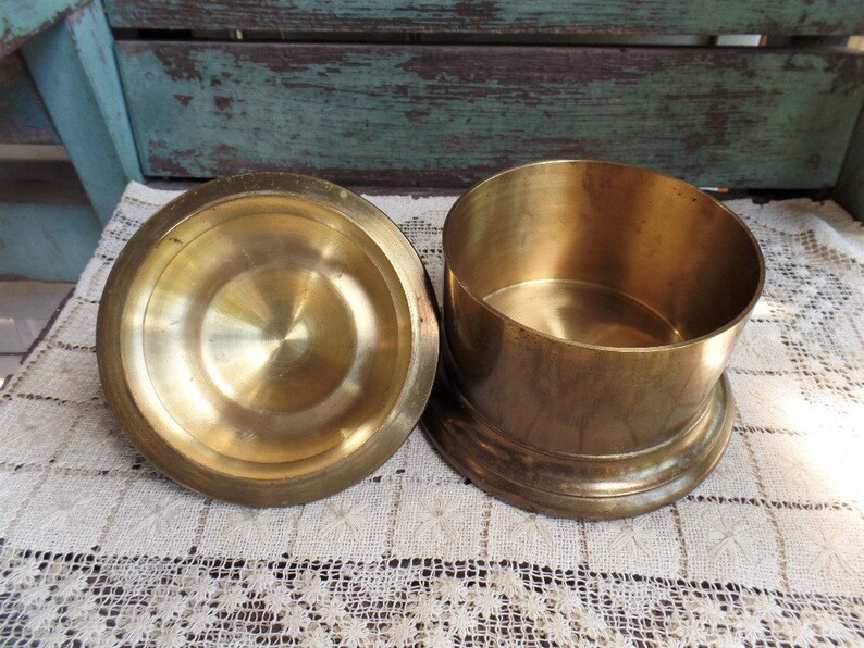 Vintage Solid Brass Lidded Jar Brass Container Urn Canister