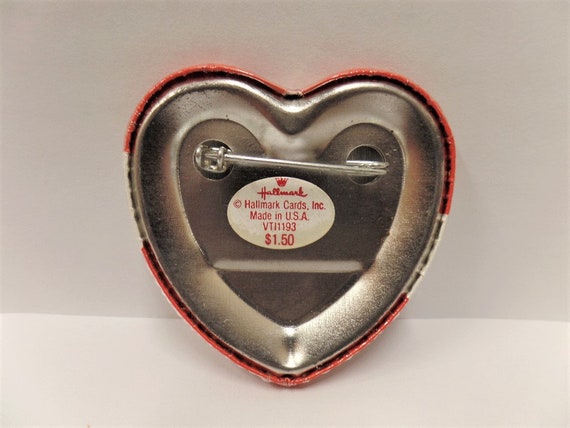 Vintage Hallmark Valentine Button 1980's NOS Hear… - image 2