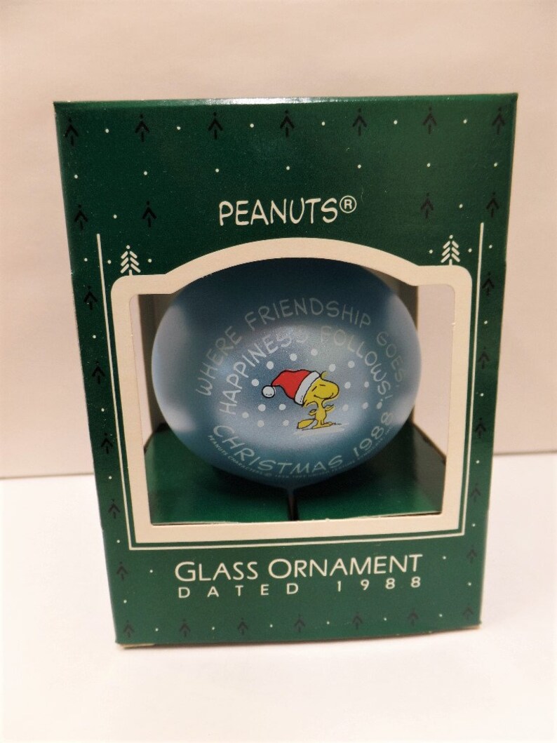 Hallmark Peanuts Glass Christmas Ornament 1988 NRFB NOS Etsy